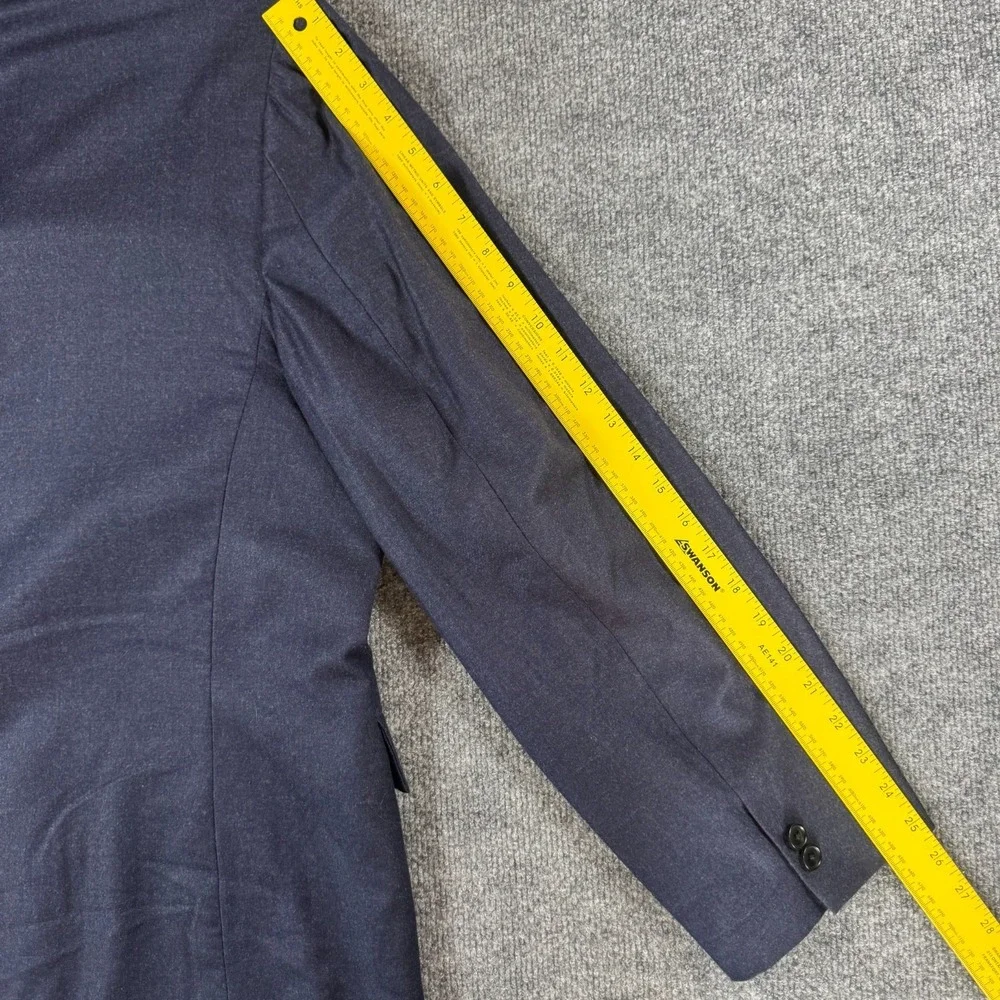 StudioSuits Men Double Breasted Suit Set Navy Blue Wool Pleated Pants 46R 41x29